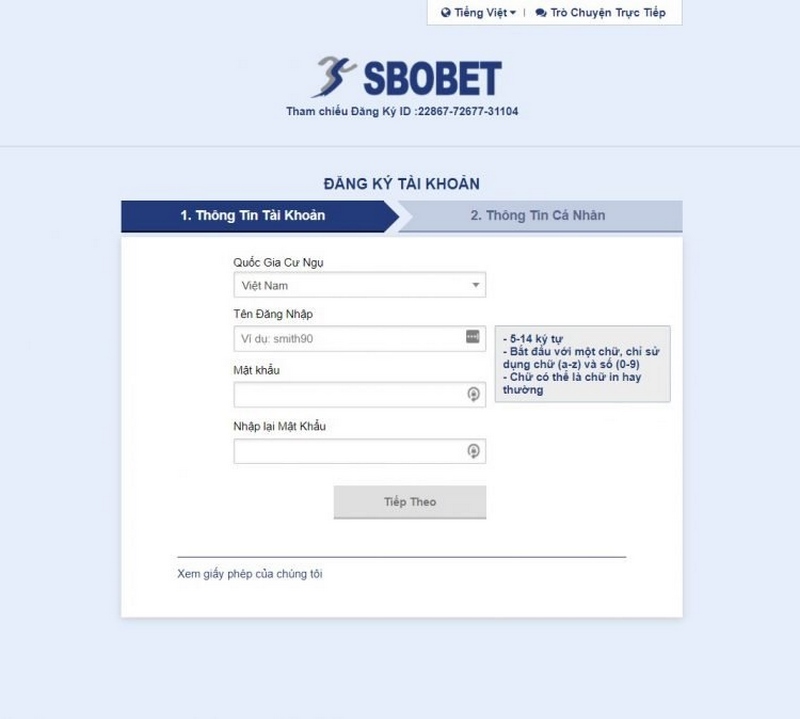 Hướng dẫn 5 bước đăng ký tài khoản Sbobet trên app